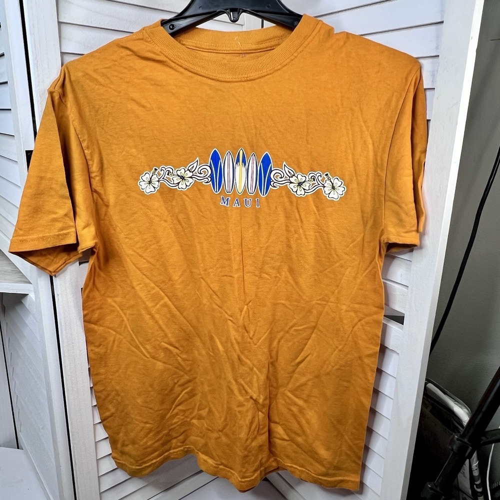 Vintage Jerzees Maui Surfboards T-Shirt Orange Med Made in Honduras 100% Cotton